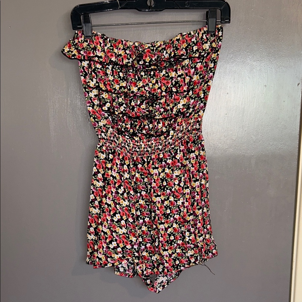 Sensational Collections Floral Off-Shoulder mini Romper LRG